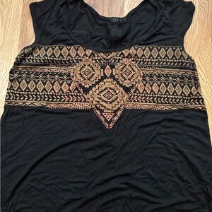 Black and Tan Patterned Women's Top